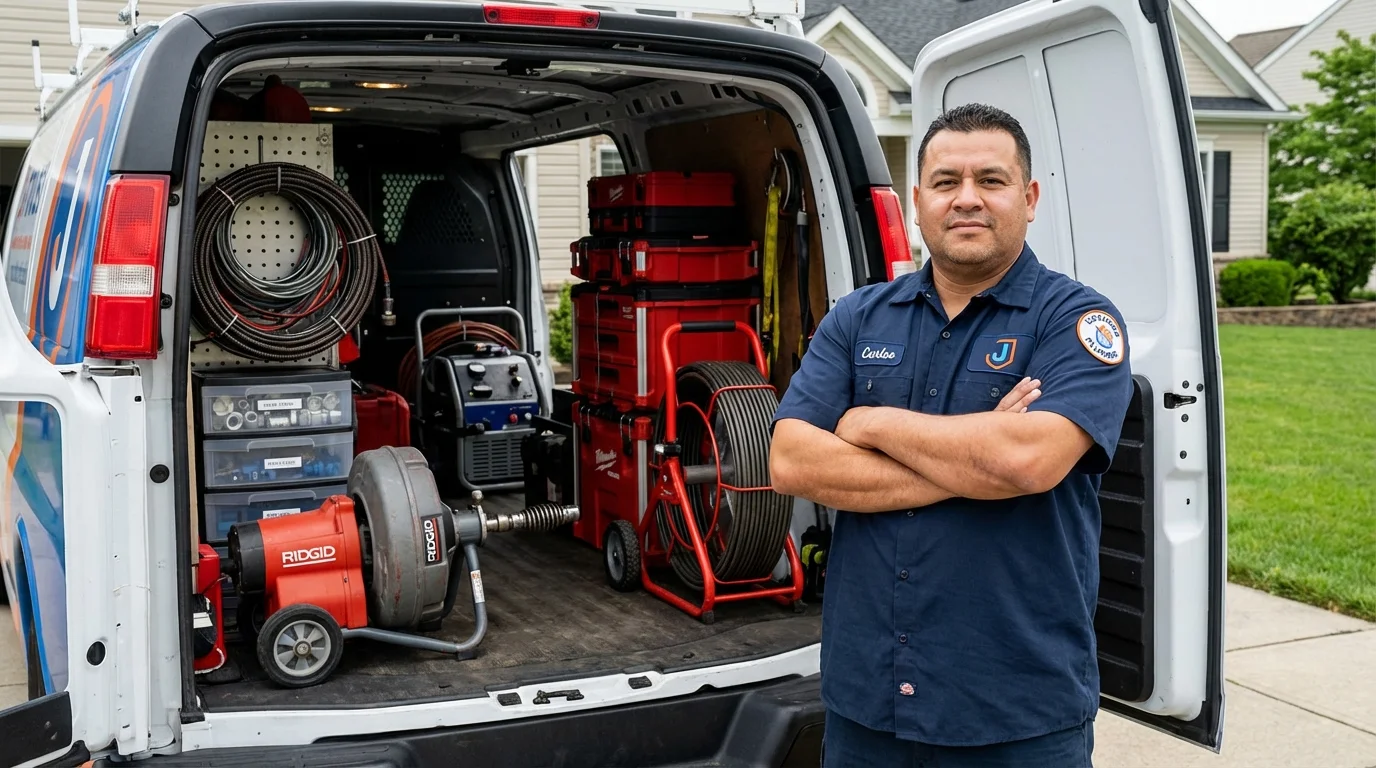 Professional drain cleaning equipment and Johns Plumbing LLC plumber in Coxsackie