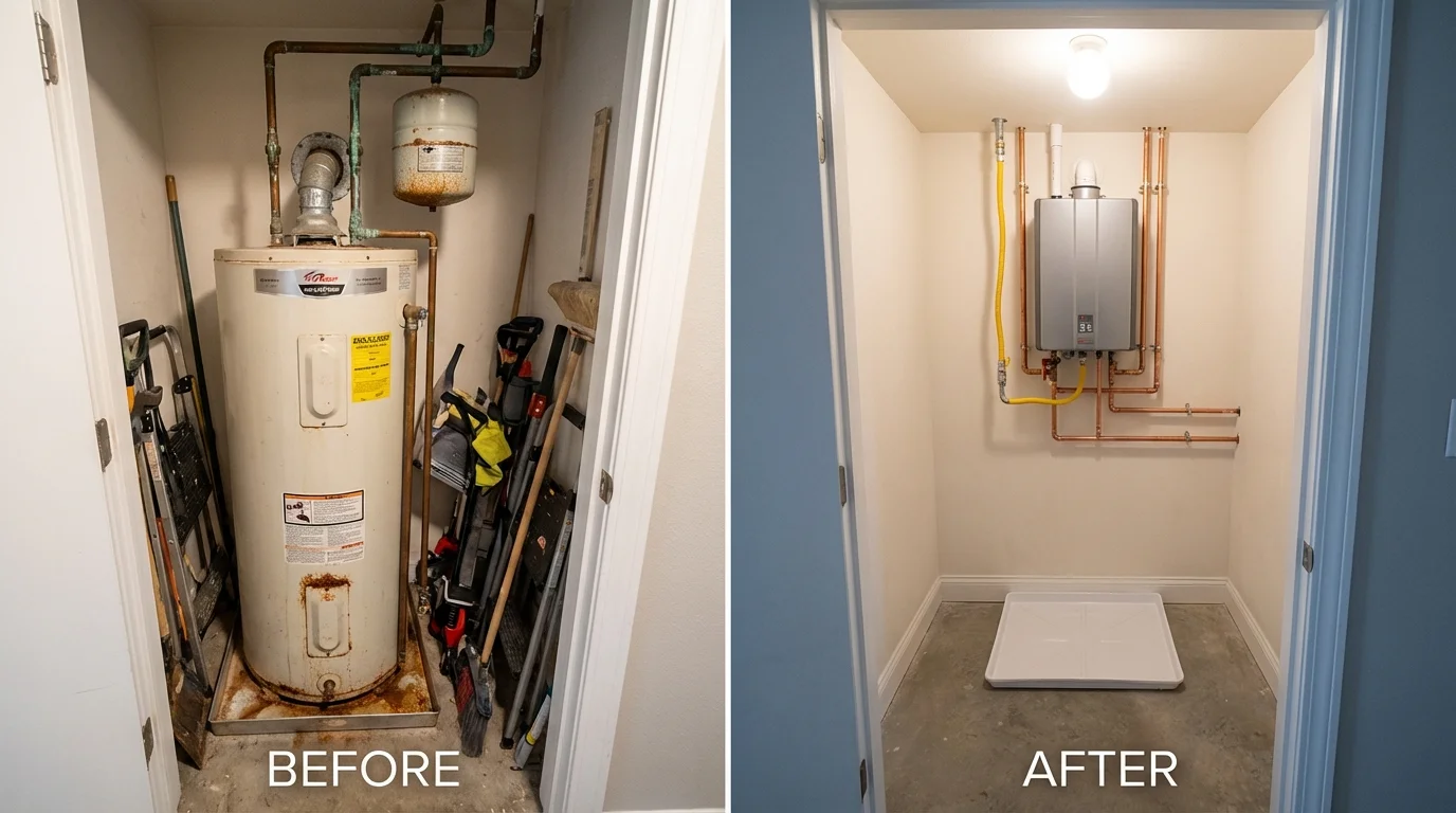 Tank water heater versus wall-mounted tankless unit comparison for Coxsackie, NY homeowners